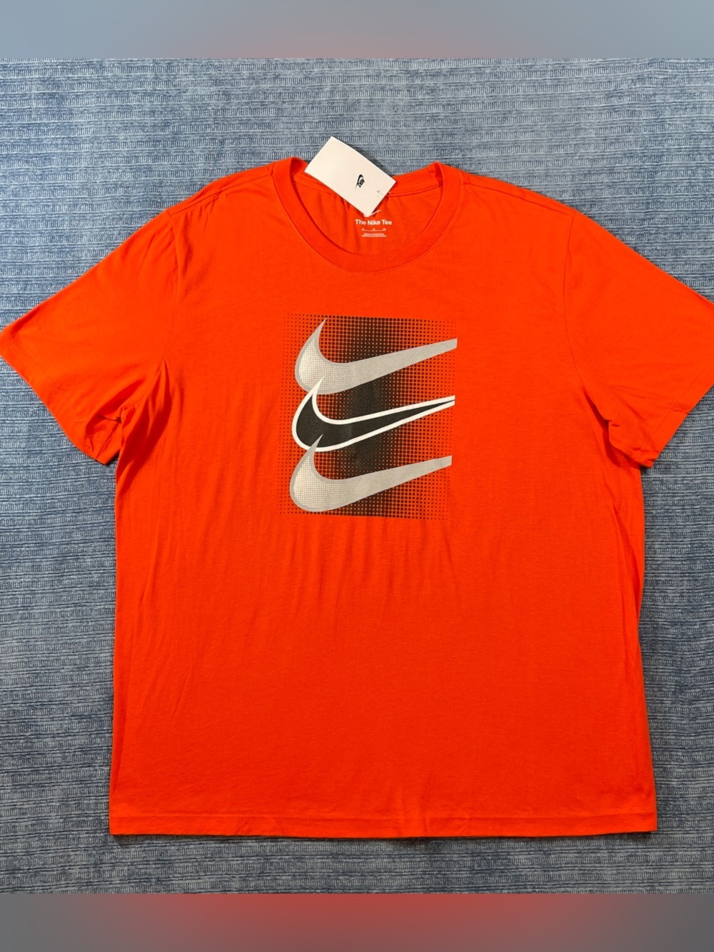 Nike T-Shirt Mens Size XL Orange 3 Checks Center Logo Graphic SS Tee 90s NEW